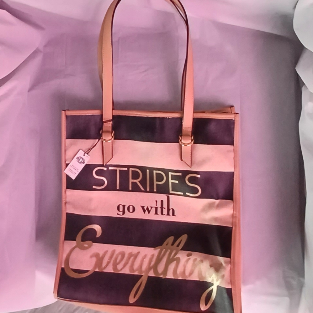NEW Kate Landry Stripes Go With Everything Tote Bag